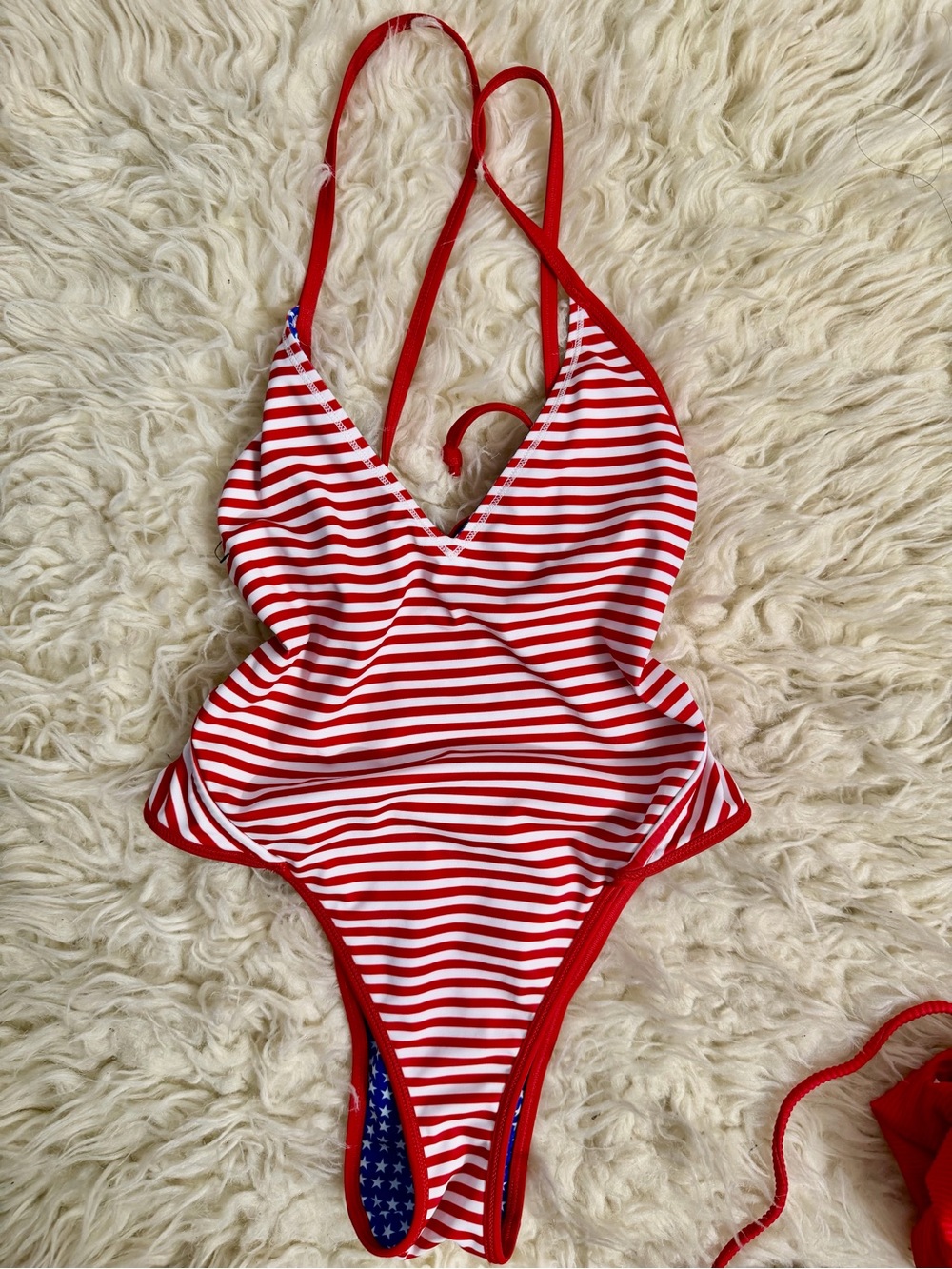 2 in one color ' Red & White Striped One-Piece Swimsuit XXS for women